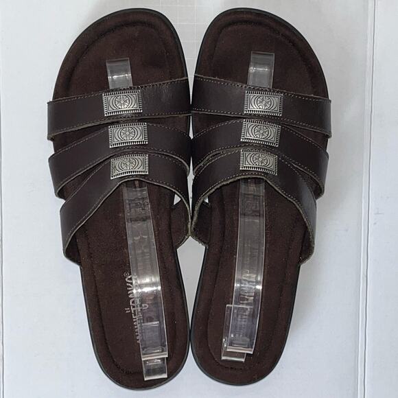 MINNETONKA Brown Leather Slip On Sandals Western Boho Women's Size 10 - Picture 8 of 16